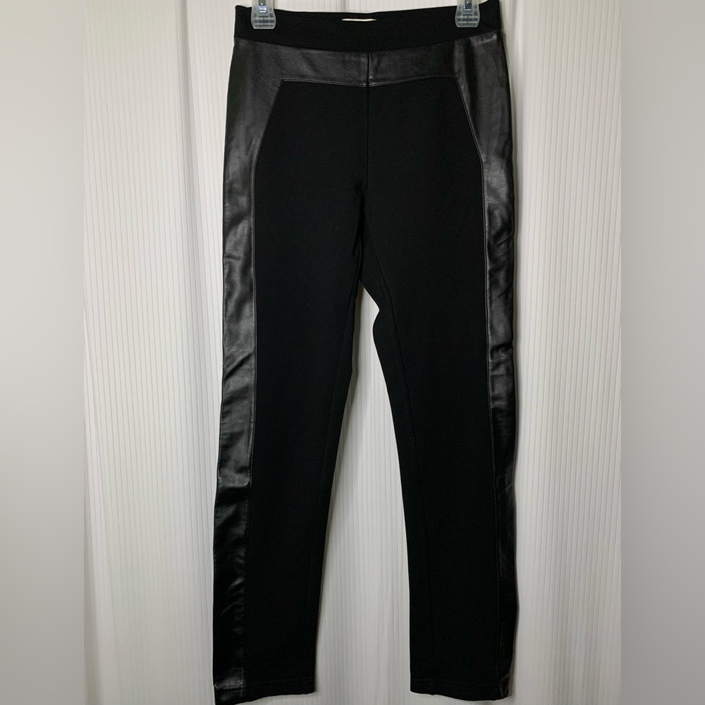 Cleo Pull On Pants with Faux Leather Trim Black Size XS